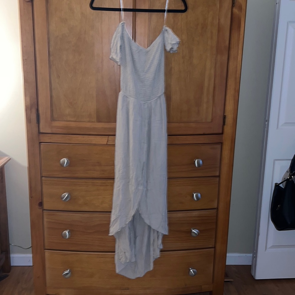 Pretty, light olive green, tie-back dress by Salty Lemon!